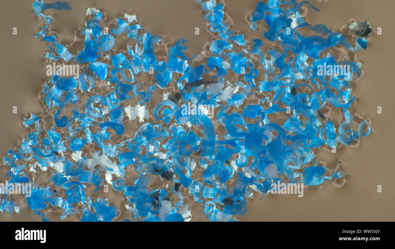 Les petites particules de plastique se coller ensemble dans l'eau dans des champs qui mène à la formation de grandes îles de déchets de plastique dans l'océan Pacifique. Pl Banque D'Images