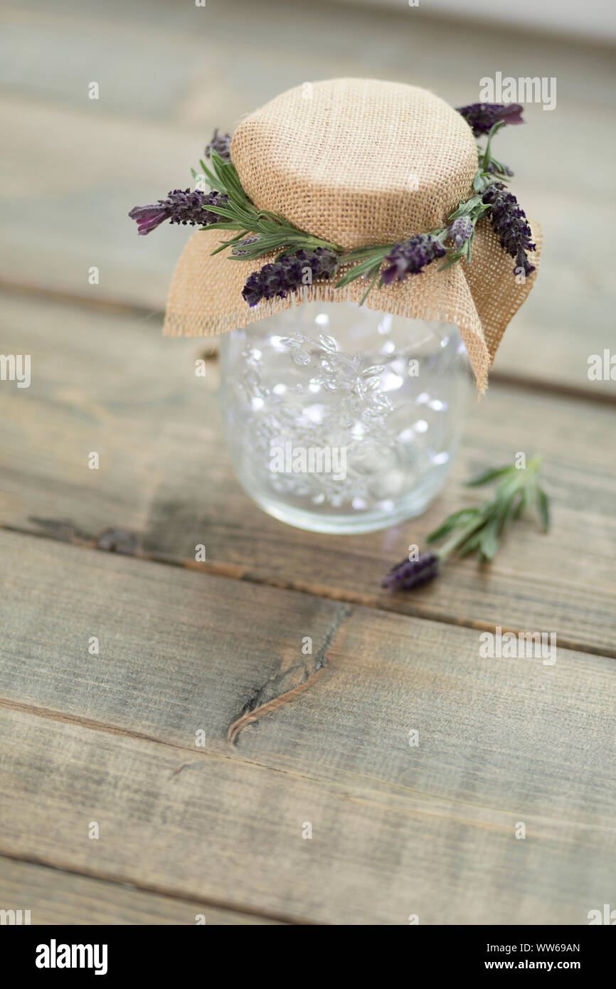 Pot Mason, lumières, décoration de table, Banque D'Images Pot Mason, lumières, décoration de table, Banque D'Images