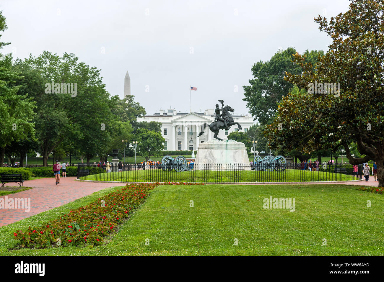 Washington DC, USA - 9 juin 2019 : Lafayette Square Washington dans un jour de pluie. Banque D'Images