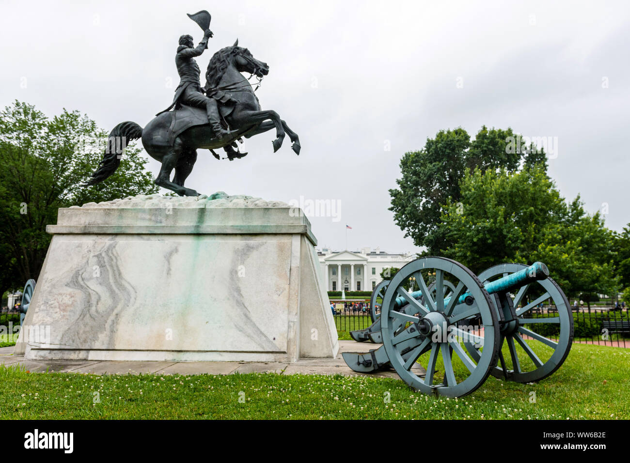 Washington DC, USA - 9 juin 2019 : Lafayette Square Washington dans un jour de pluie. Banque D'Images
