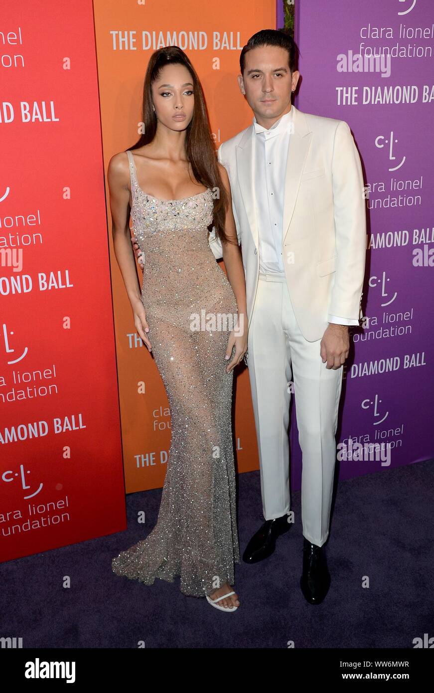 New York, NY, USA. Sep 12, 2019. Yasmin Wijnaldum, G-Eazy aux arrivées du cinquième rapport annuel pour Rihanna Diamond Ball, Cipriani Wall Street, New York, NY Le 12 septembre 2019. Credit : Kristin Callahan/Everett Collection/Alamy Live News Banque D'Images