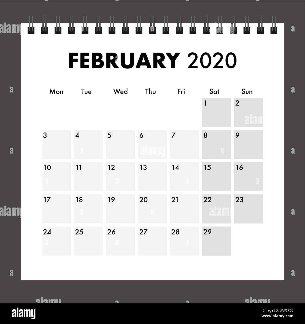 Un calendrier 2020 avec bind fil Illustration de Vecteur