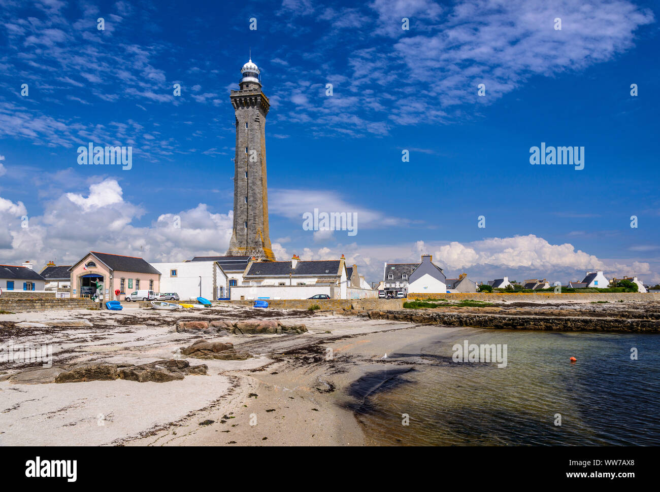 France, Bretagne, FinistÃ¨re Ministère, Penmarc'h, pointe de Penmarc'h, Phare d'EckmÃ¼hl Banque D'Images