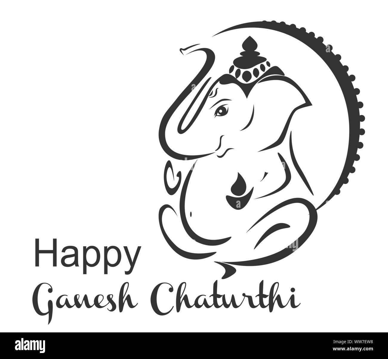 Happy Ganesh Chaturthi vecteur. Éléphant stylisé dieu hindou. Illustration de Vecteur