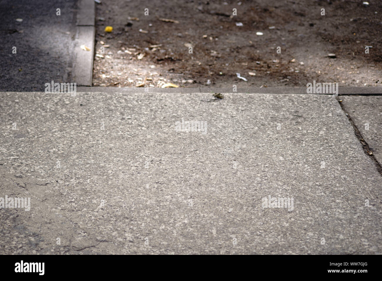 Vue de dessus d'un trottoir avec négligemment jetés de mégots, Banque D'Images