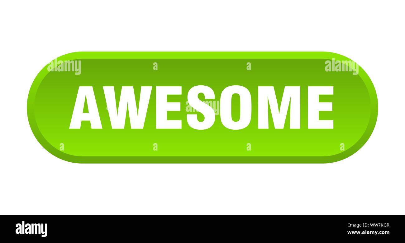 Bouton awesome awesome. panneau vert arrondi impressionnant. Illustration de Vecteur