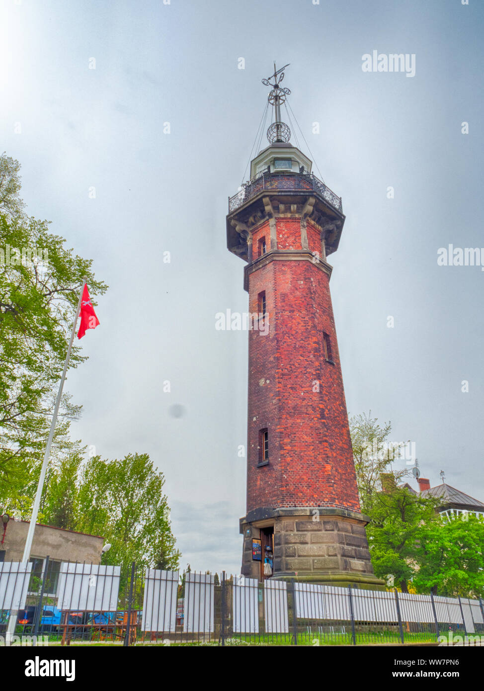 Leuchtturm à Gdansk, Pologne Nouveau Port Banque D'Images