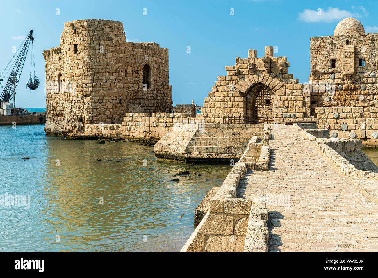 Croisés du Château de la mer Saïda Saïda dans le sud du Liban Moyen Orient Banque D'Images