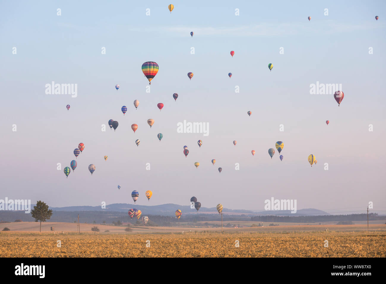 Championnat du Monde de Montgolfières à partir de 18 ans. - 25. Août 2018 GROSS-Siegharts, près de Waldviertel, Basse Autriche, Autriche Banque D'Images