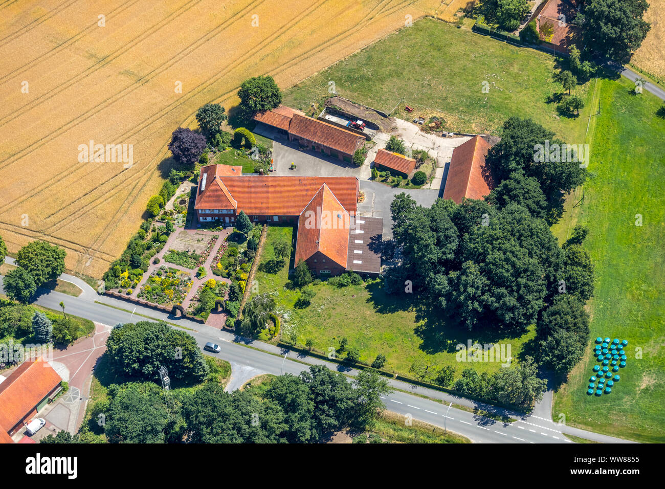 Heinrich-LÃ¼tke ferme Frie, Ostenfelder Straße, Beelen, Warendorf, MÃ¼nsterland, Rhénanie du Nord-Westphalie, Allemagne Banque D'Images