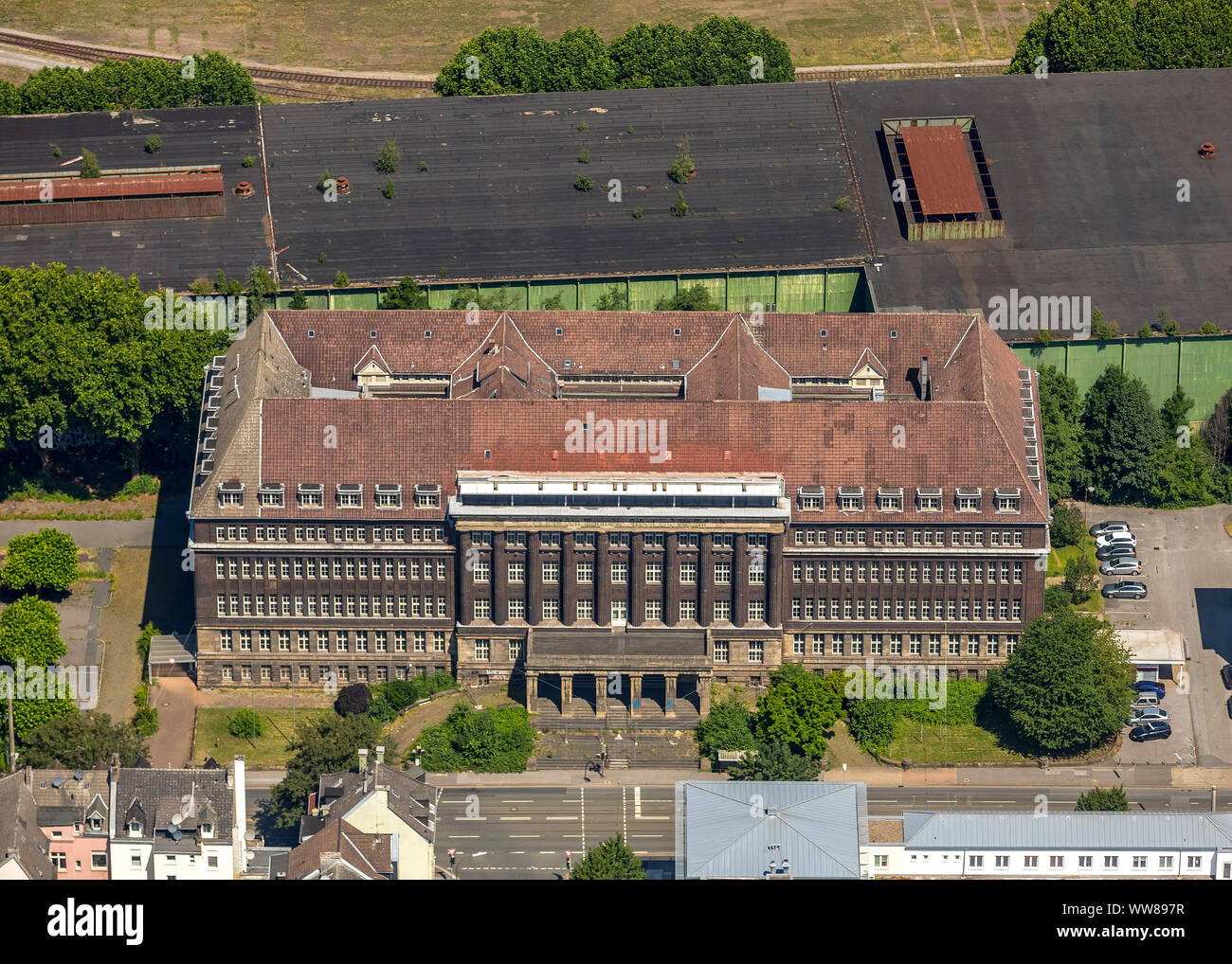 Vue aérienne, ex-usine de Hoesch sur le Rheinische Straße, l'ancien bureau d'approvisionnement Dortmund, Dortmund, Ruhr, Rhénanie du Nord-Westphalie, Allemagne Banque D'Images