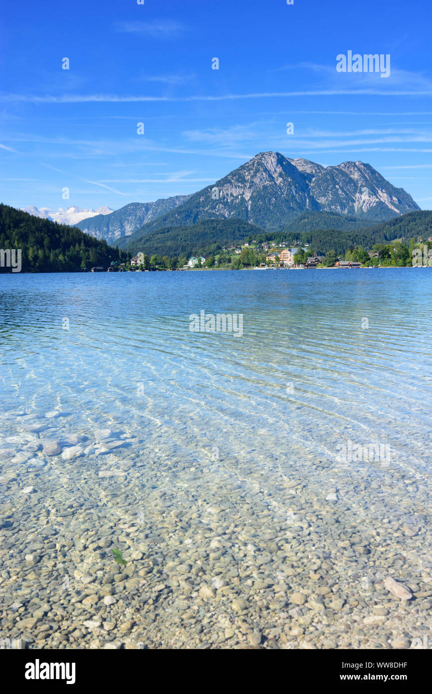 Altaussee, lac Altausseer, voir Vue de Dachstein et Hoher, Ausseerland-Salzkammergut Gschwand la montagne, Steiermark, Styrie, Autriche Banque D'Images