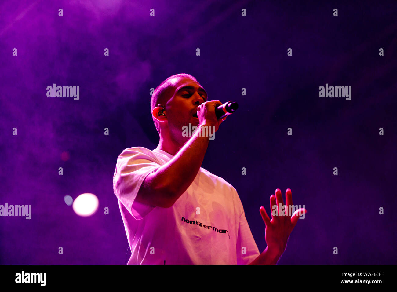 Bologne, Italie. 13 Septembre, 2019. Chanteur et auteur-compositeur italien Mahmood il se produit le 13 septembre 2019 à Bologne, en Italie. Credit : Massimiliano Donati/Alamy Live News Banque D'Images