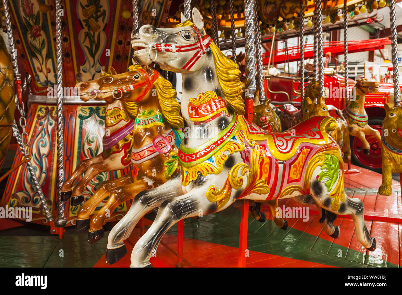 L'Angleterre, dans le Yorkshire, Scarborough, Scarborough Fair Collection, Historique merry-go-round Banque D'Images
