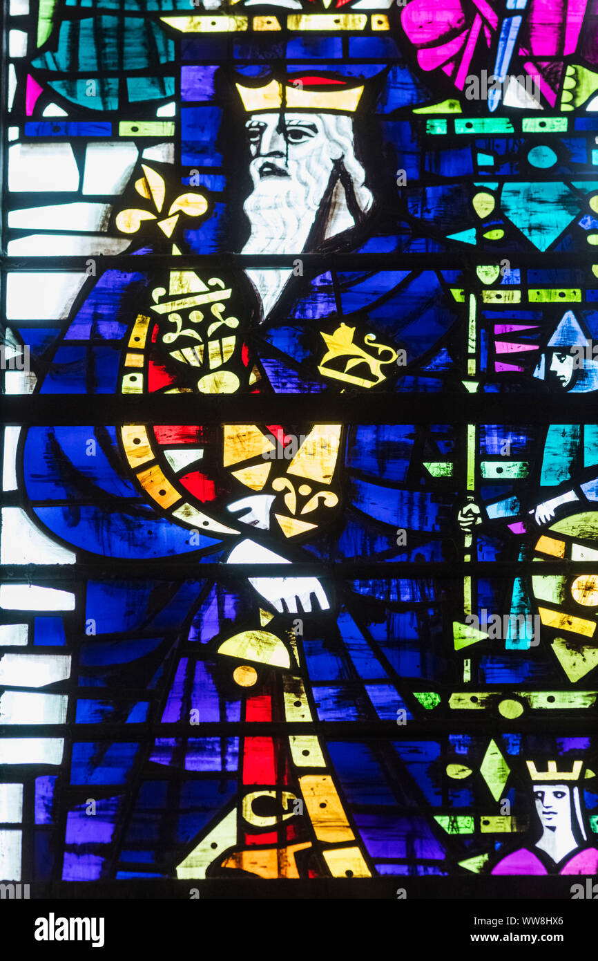 L'Angleterre, Kent, Canterbury, la Cathédrale de Canterbury, vitrail représentant le roi Henri I Banque D'Images