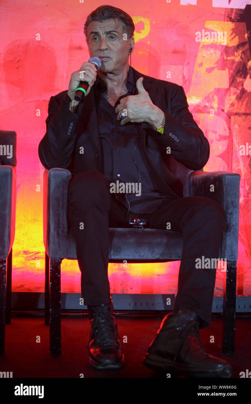 Sylvester Stallone pose pour des photos lors de Rambo : Last Blood film conférence de presse à l'hôtel quatre saison le 12 septembre 2019 à Mexico, Mexique (Photo par Francisco Morales/DAMMPHOTO) Banque D'Images