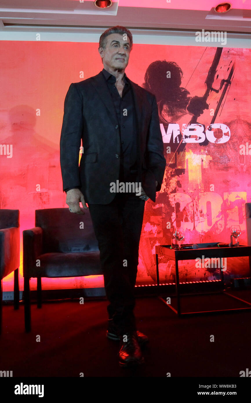 Sylvester Stallone pose pour des photos lors de Rambo : Last Blood film conférence de presse à l'hôtel quatre saison le 12 septembre 2019 à Mexico, Mexique (Photo par Francisco Morales/DAMMPHOTO) Banque D'Images