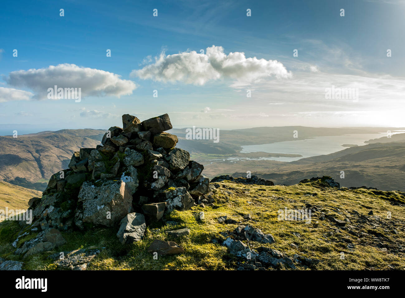 Loch Scridain du sommet de Cruachan Dearg, Isle of Mull, Scotland, UK Banque D'Images