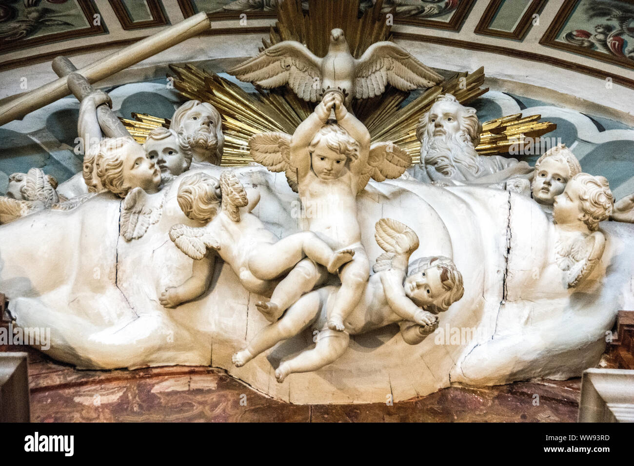 L'intérieur magnifiquement fait à la main de la cathédrale de Grenade, Grenade, Espagne. Banque D'Images