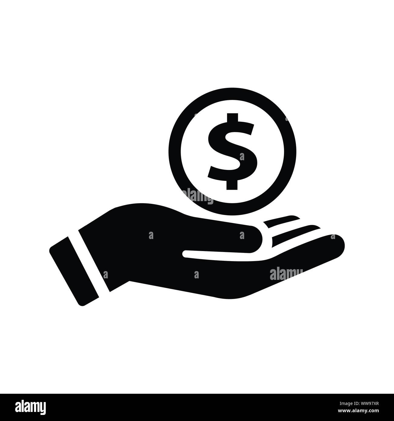 Dollar, argent en main, part de l'argent, économiser de l'argent Icon Illustration de Vecteur