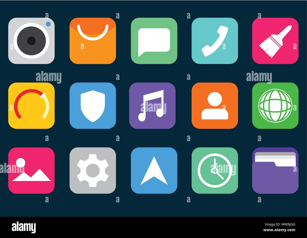 Illustration vecteur mobile application icon set Illustration de Vecteur