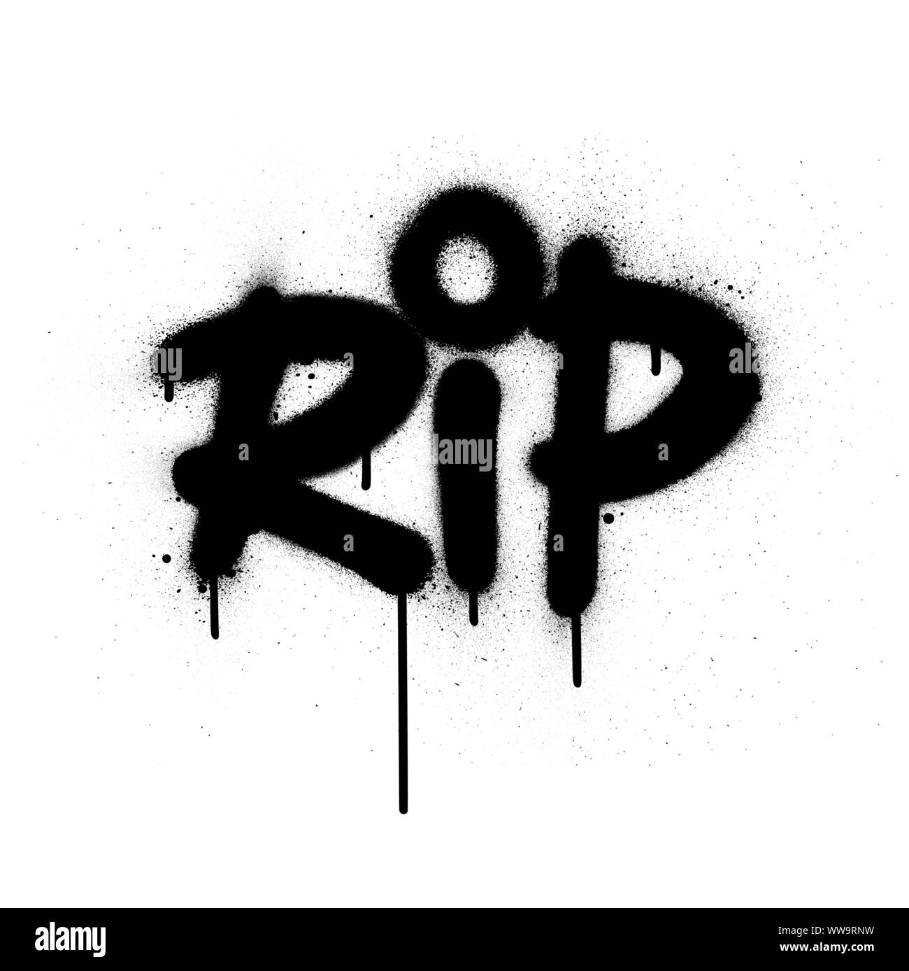 Reposer en paix RIP graffiti abréviation pulvérisé en noir sur fond blanc Illustration de Vecteur