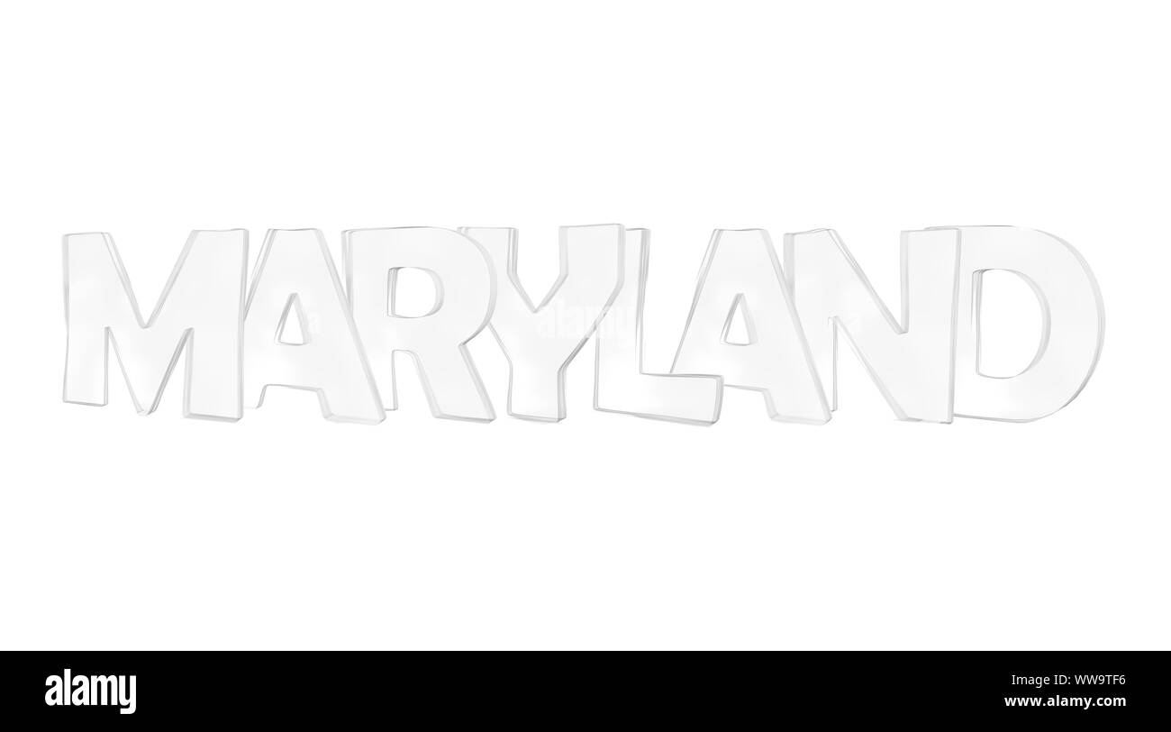 Le Maryland. Noms d'état États-unis isolé sur fond blanc Banque D'Images