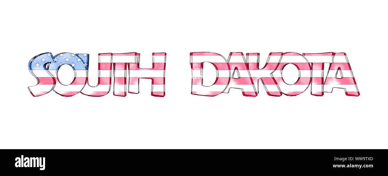 Le Dakota du Sud. Noms d'état États-unis isolé sur fond blanc Banque D'Images Le Dakota du Sud. Noms d'état États-unis isolé sur fond blanc Banque D'Images