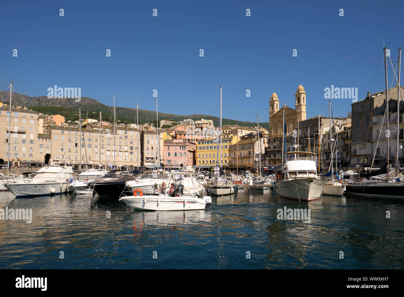 Vieux Port de Bastia / le vieux port et port de plaisance de Bastia en Corse France. Banque D'Images