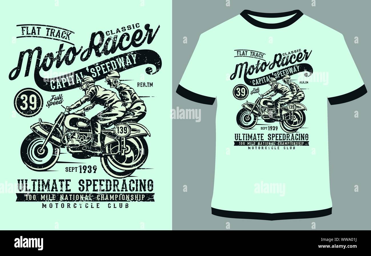 Course de moto - Speed Racer - Moteur personnalisé pour les graphiques vectoriels, autocollant ou l'impression pour le T-shirt et affiches Illustration de Vecteur