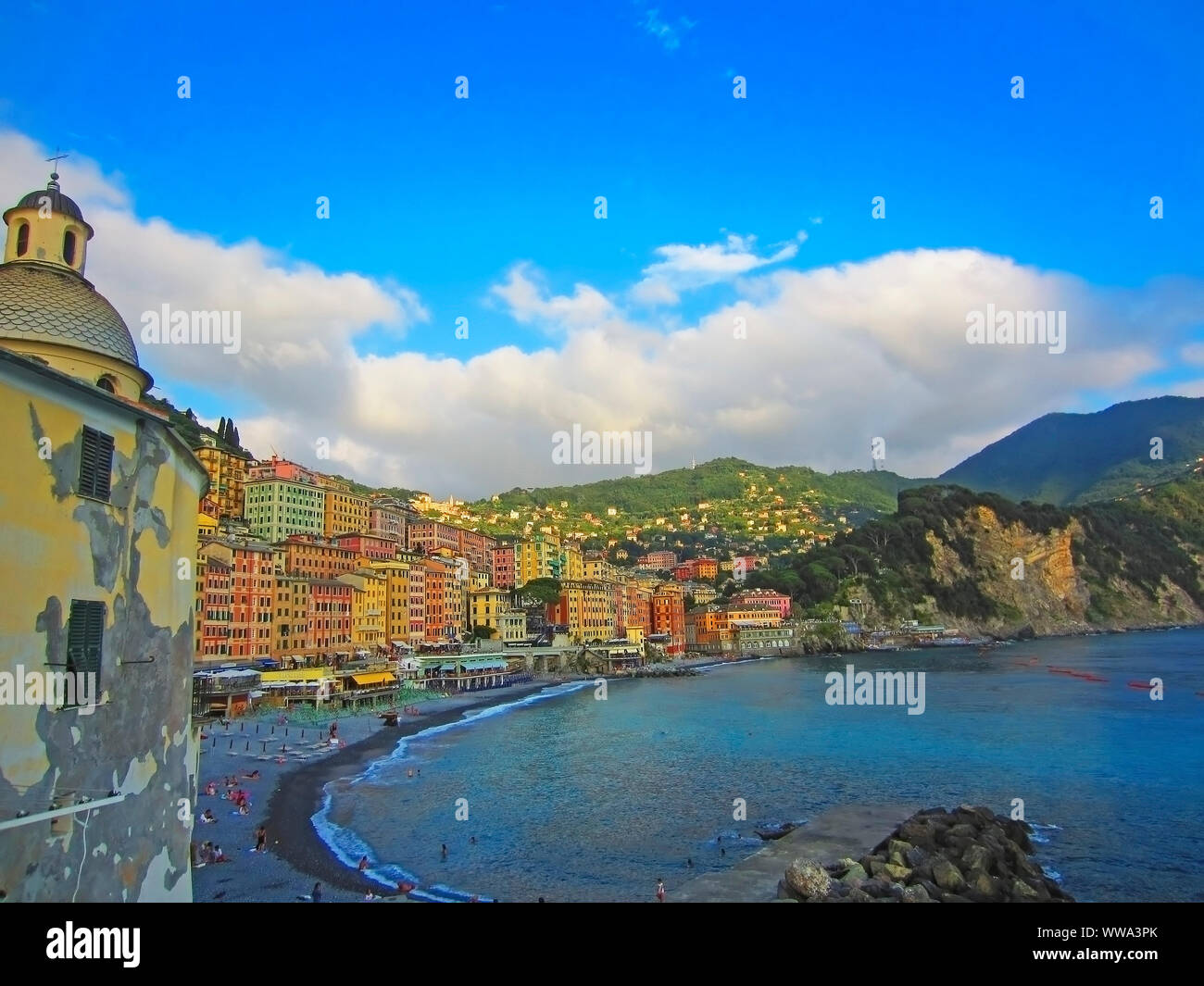 Plage de Camogli, Italie Banque D'Images