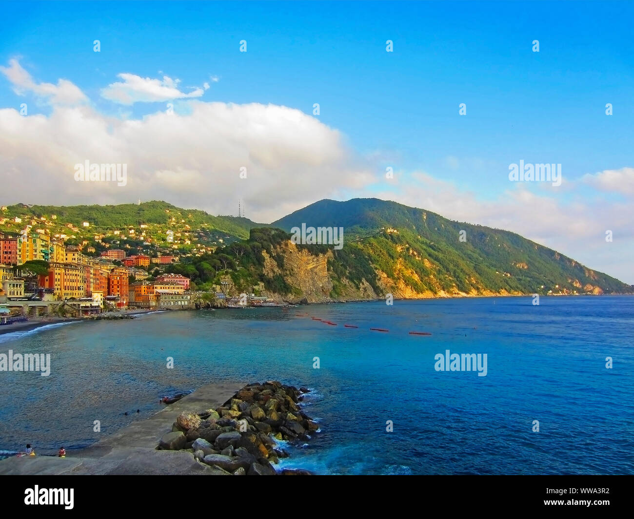 Plage de Camogli, Italie Banque D'Images