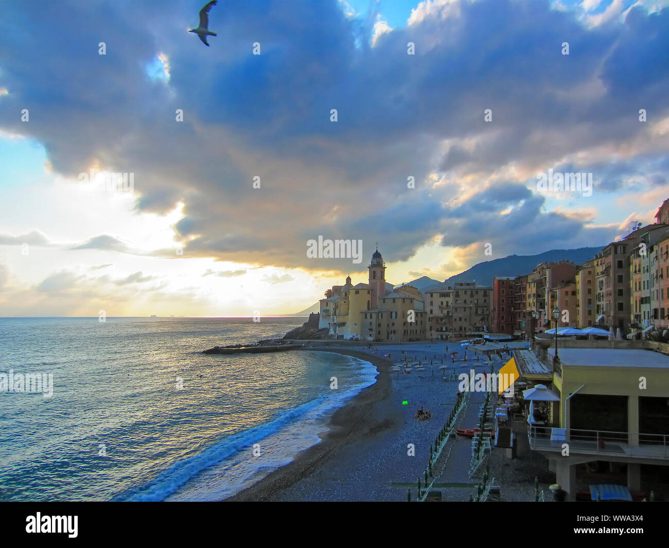 Plage de Camogli, Italie Banque D'Images