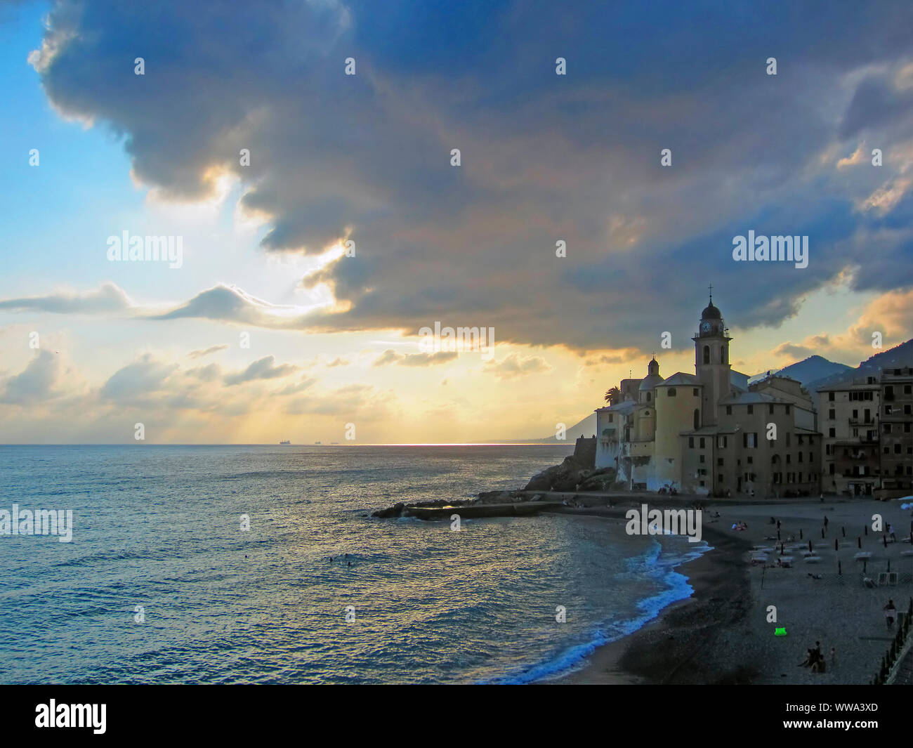 Plage de Camogli, Italie Banque D'Images