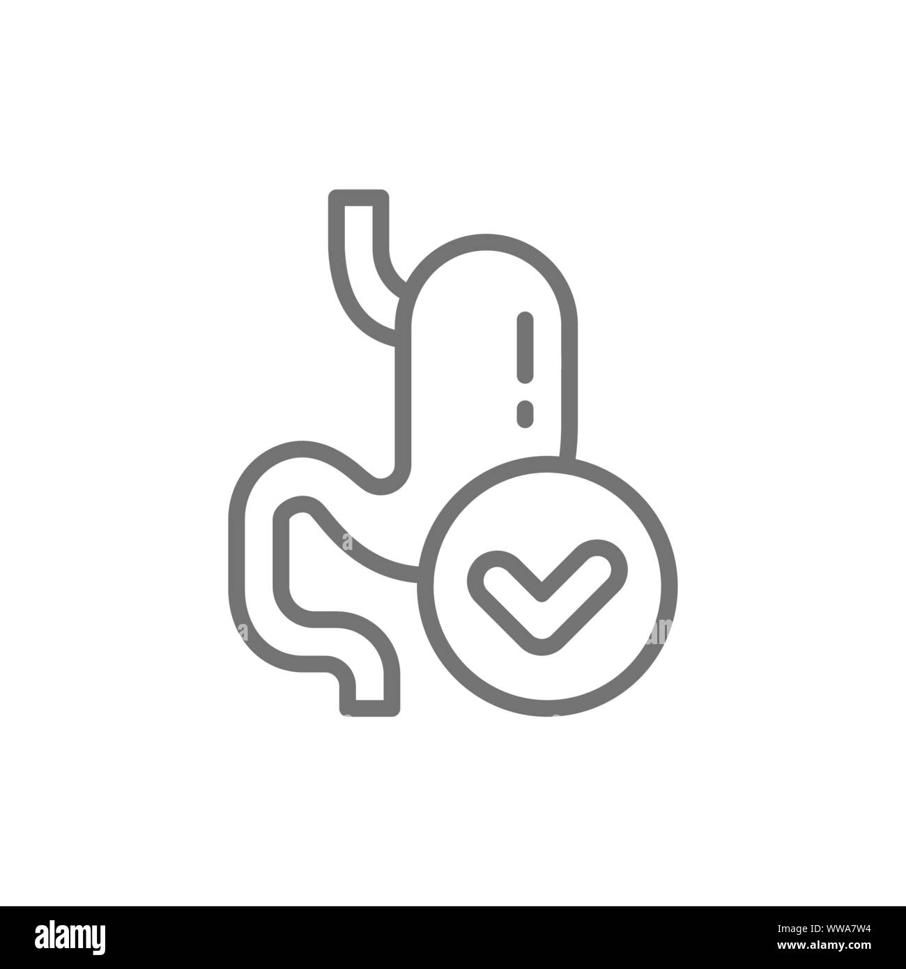 En bonne santé, les probiotiques estomac vecteur sur l'icône de la ligne de bactéries. Illustration de Vecteur