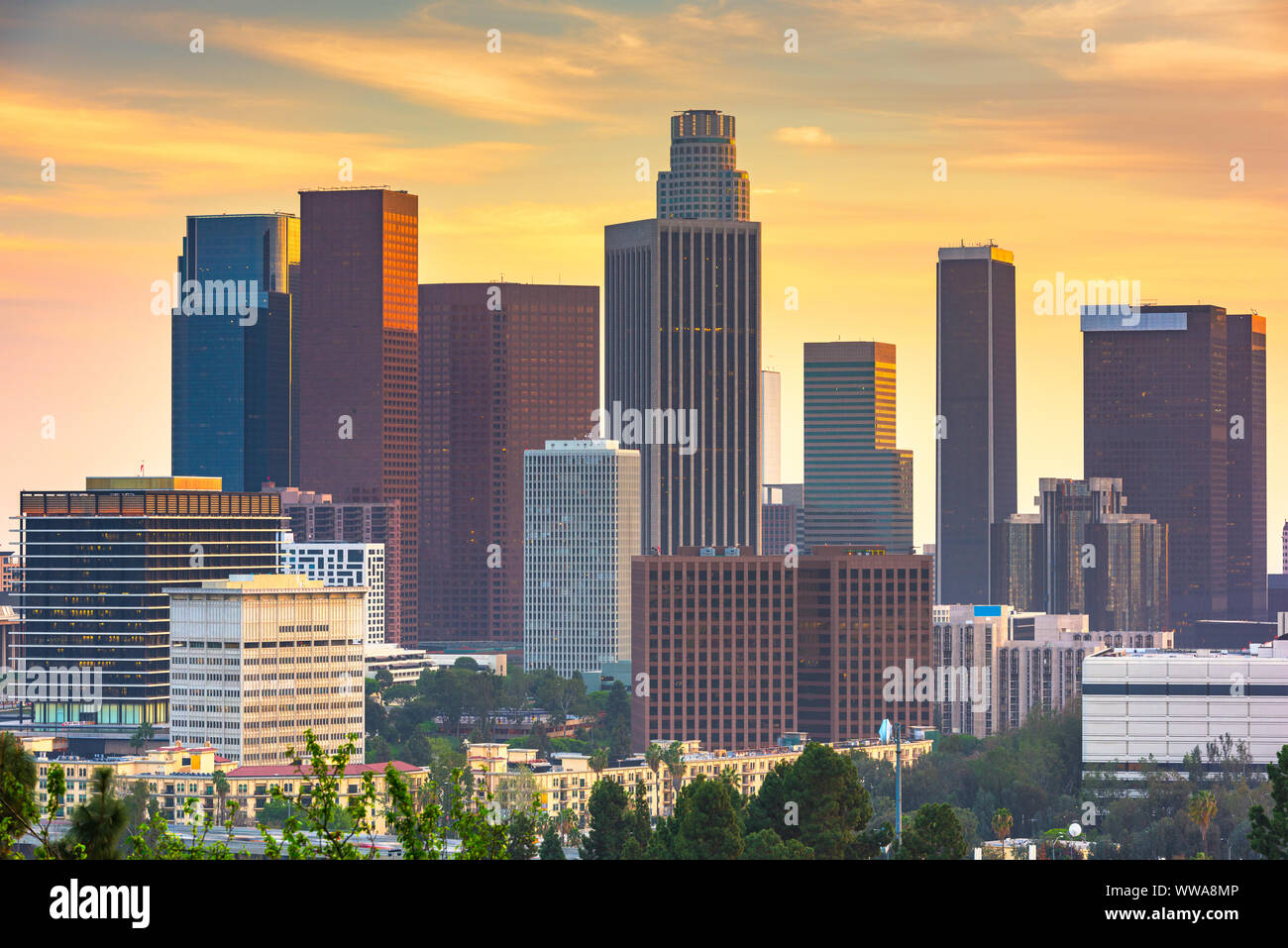 Los Angeles, Californie, USA sur le centre-ville au crépuscule. Banque D'Images