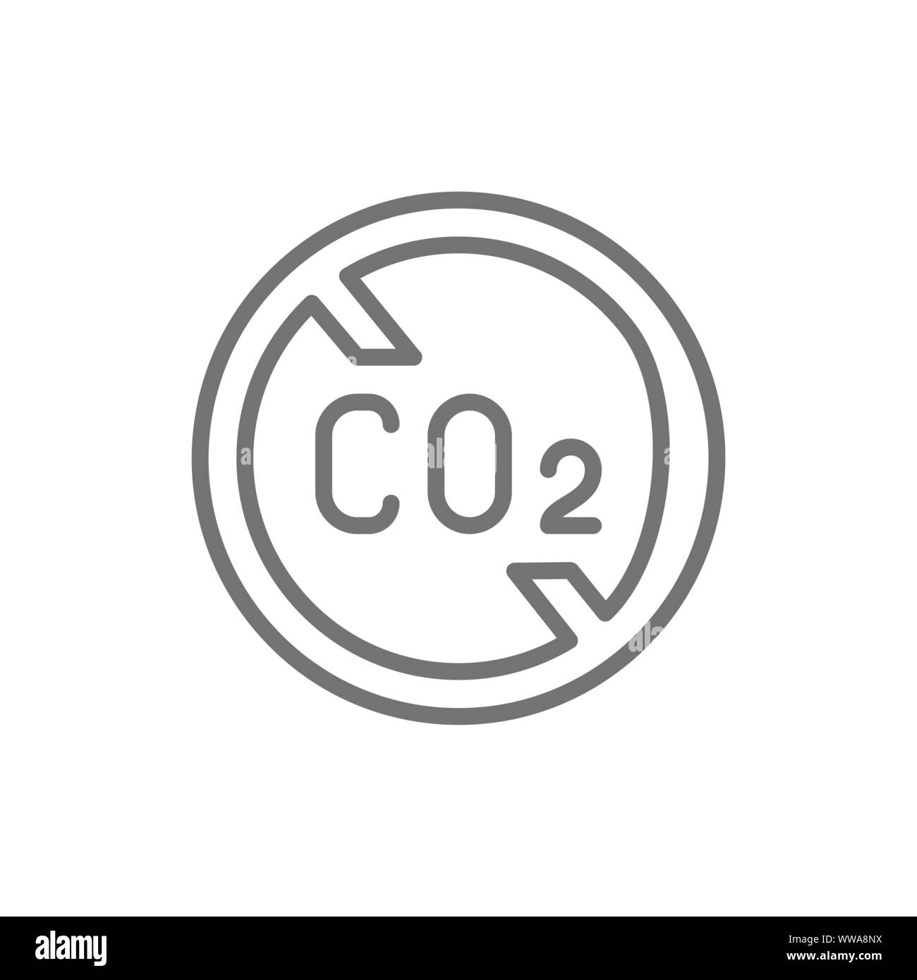 Pas d'émissions de carbone, les émissions de CO2 s'icône Ligne. Illustration de Vecteur