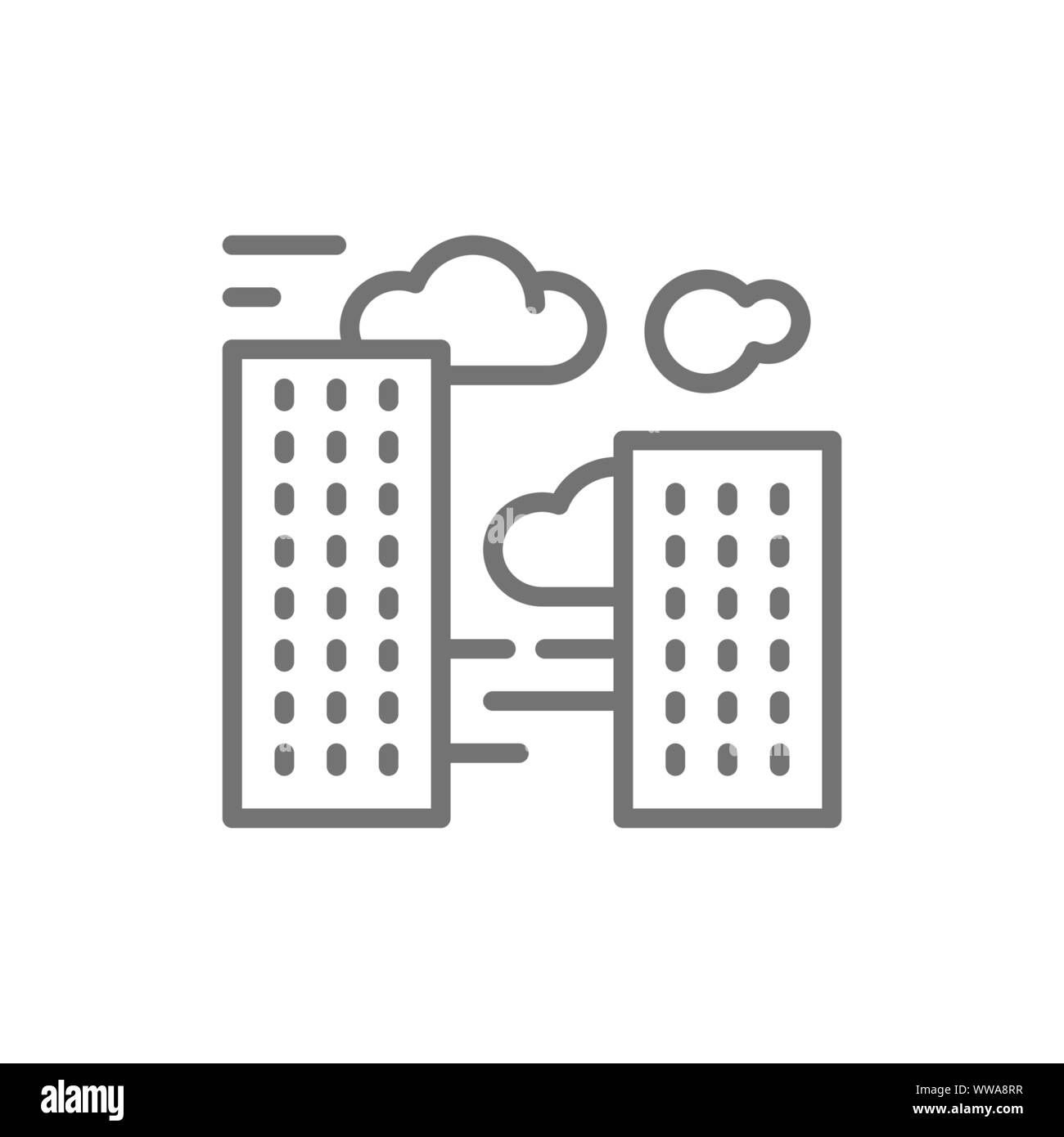 Vector city le smog, la pollution de l'icône Ligne. Illustration de Vecteur