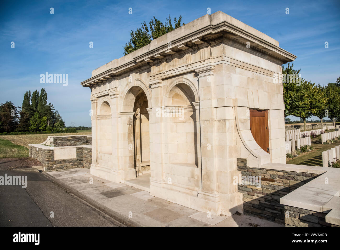 Ration des sépultures du cimetière militaire de ferme , La Chapelle-d'Armentières dans le nord de la France Banque D'Images