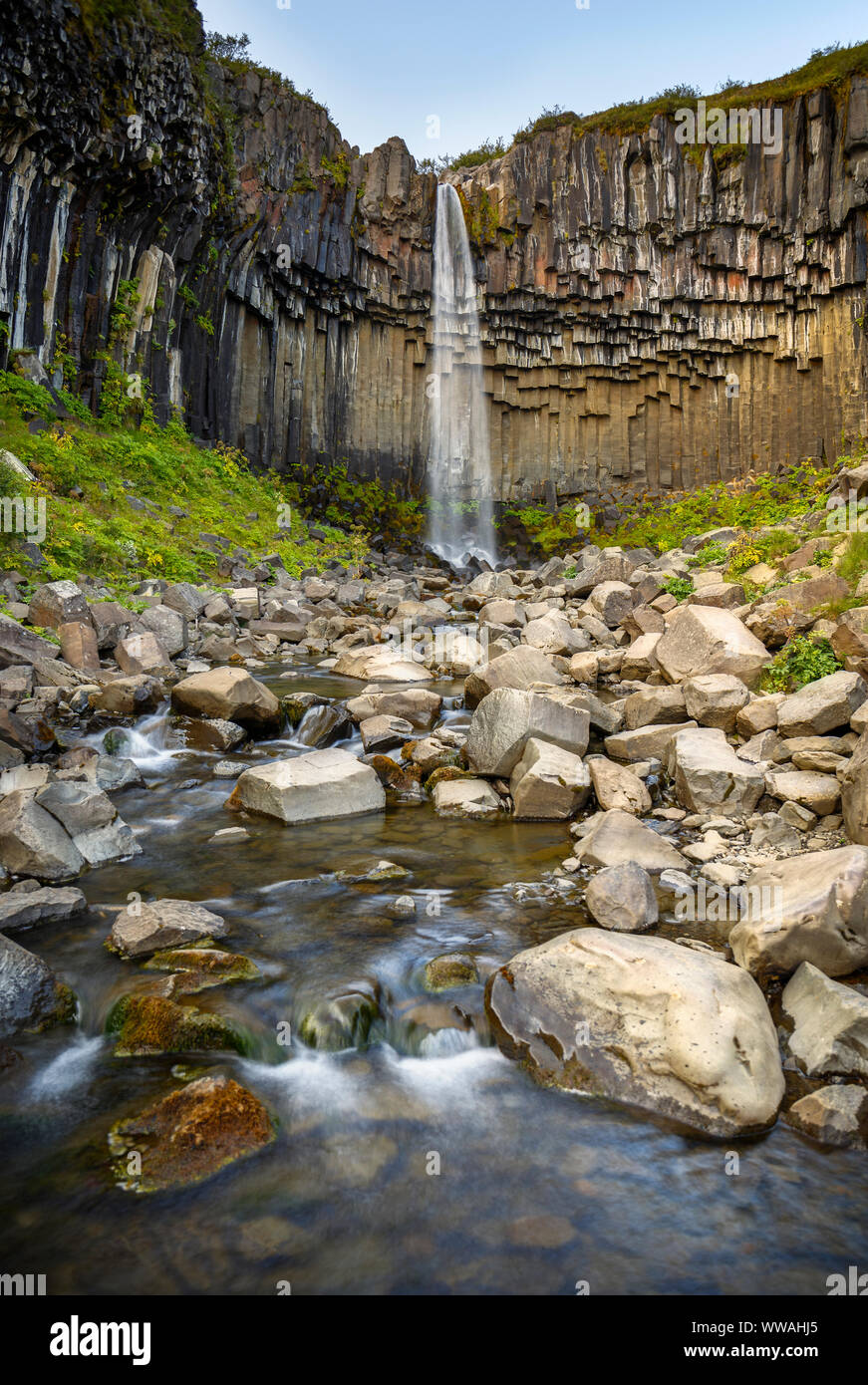 Cascade de Svartifoss en Islande Banque D'Images