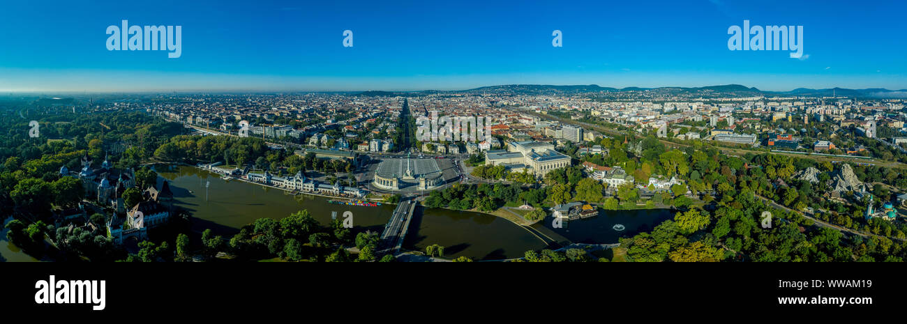 Panorama de l'antenne, Varosliget Place des Héros à Budapest Hongrie Banque D'Images