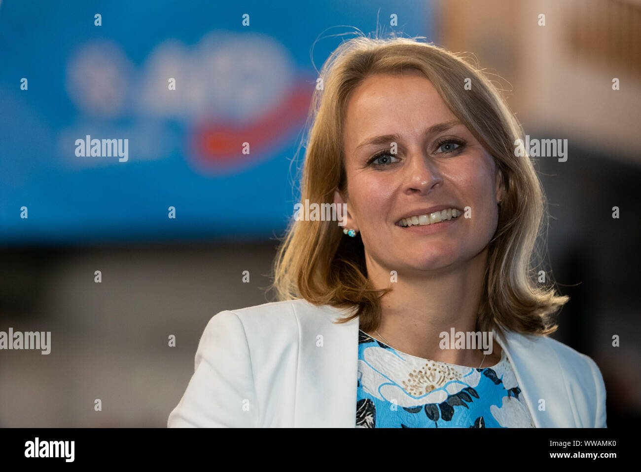 Greding, Allemagne. 14Th Sep 2019. Corinna Miazga, membre du Bundestag de l' AfD, à l'État partie de Bavière Conférence. Ce dernier est le nouveau  président de l'AfD en Bavière. À la conférence du