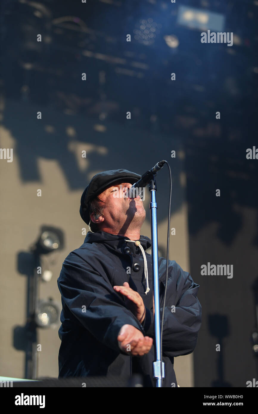 Chanteur Rock Liam Gallagher sur scène à Birmingham, 2019 Banque D'Images