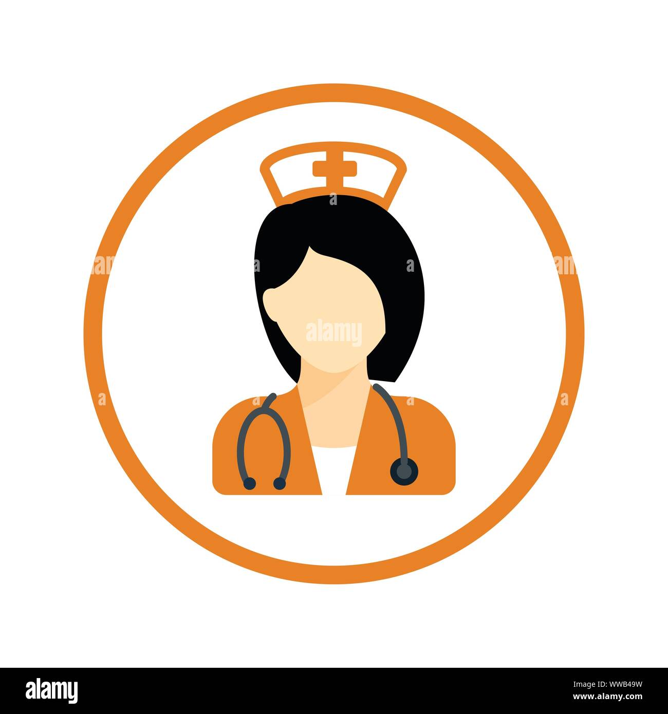 Icône de l'infirmière, infirmière, médecin, femme médecin spécialiste, Illustration de Vecteur