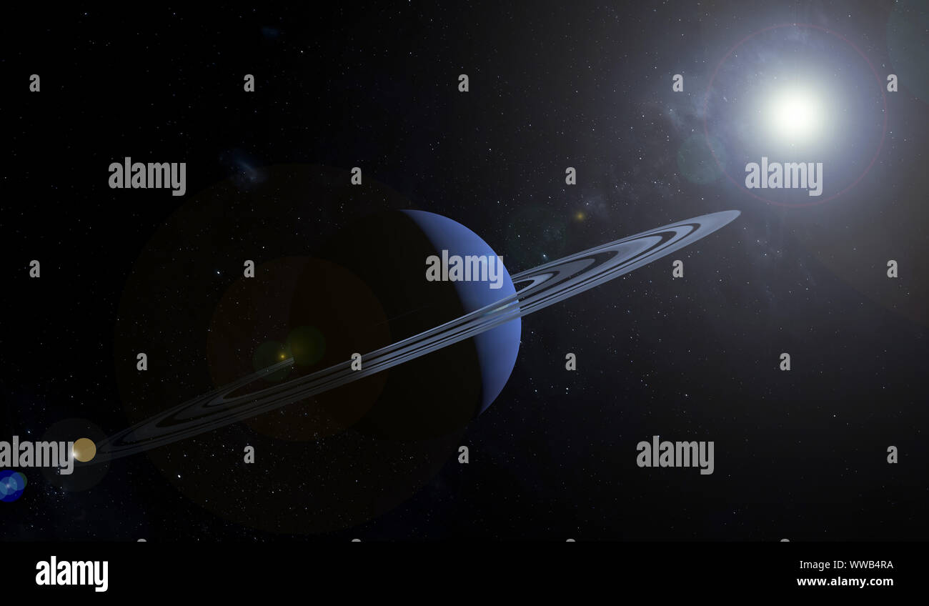 Planète Inconnue dans l'espace avec des étoiles et des nébuleuses. L'exploration de l'espace. 3D illustration. Banque D'Images