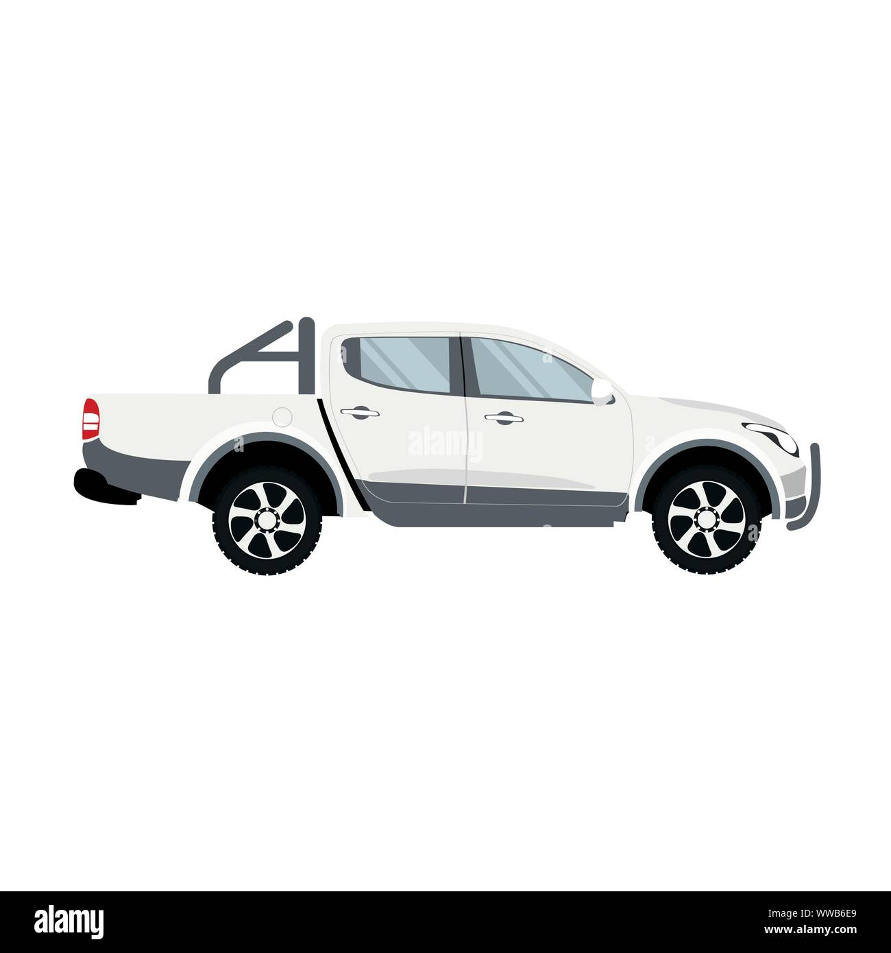 Couleur blanc Camionnette cabine double vecteur conception Illustration de Vecteur