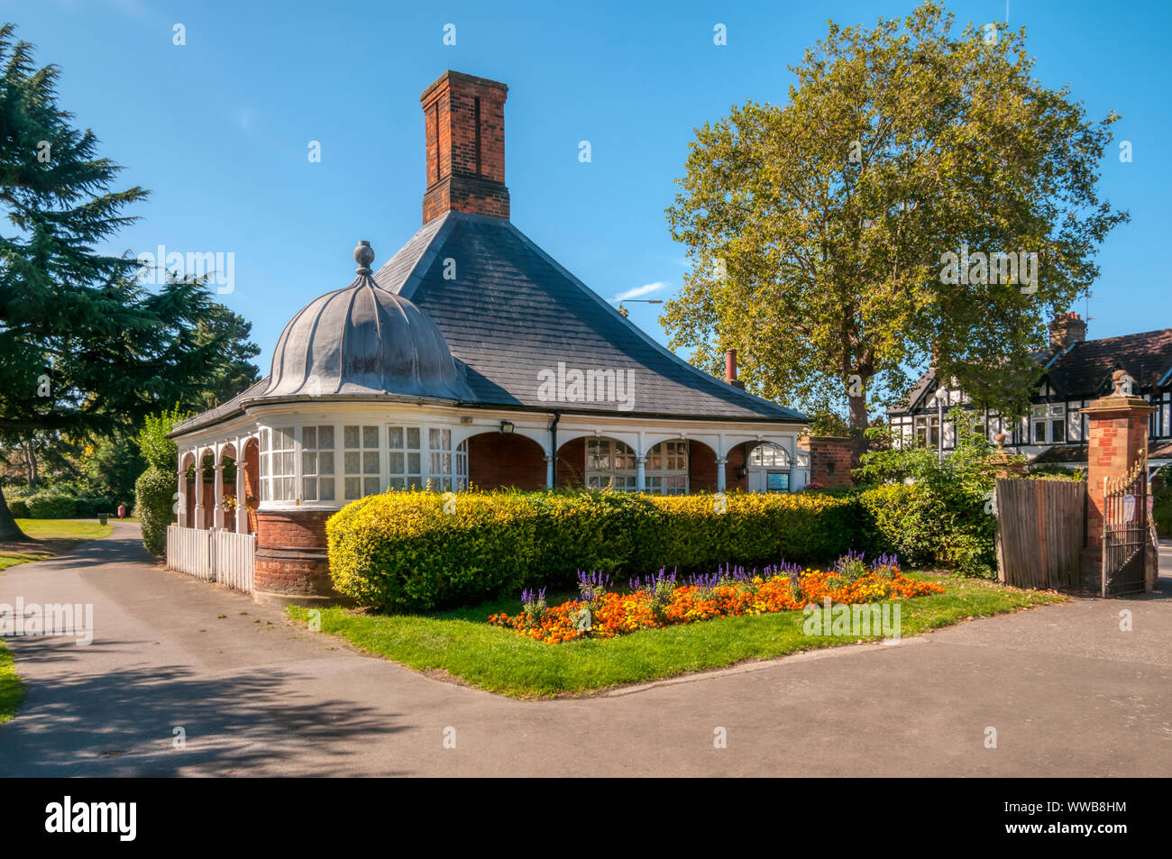 Lodge à l'entrée de Croydon Road Recreation Ground, Beckenham. Banque D'Images