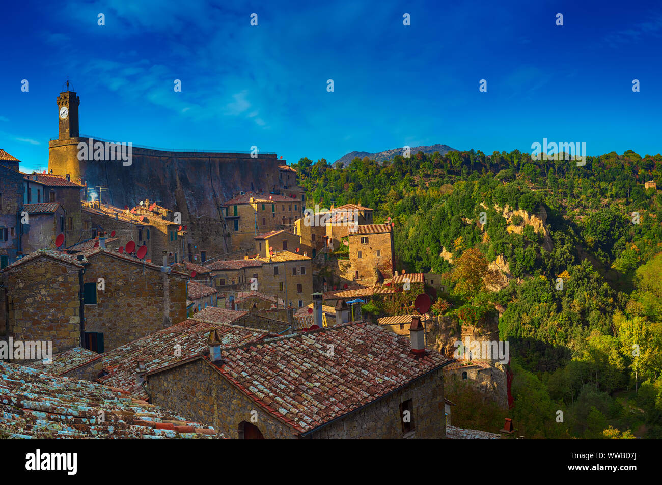 Sorano - tuff city en Toscane Banque D'Images