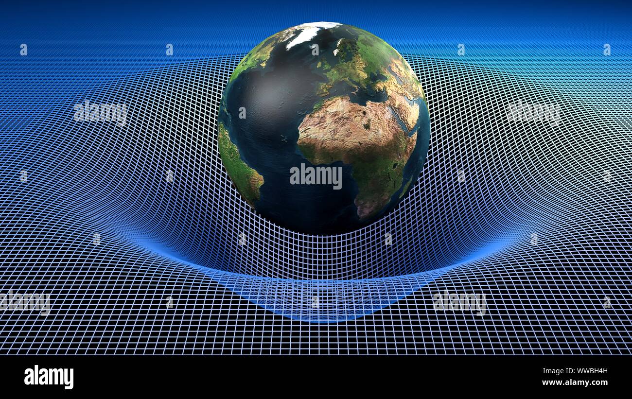 La planète Terre sur une grille bleue sur fond noir - le rendu 3D illustration Banque D'Images