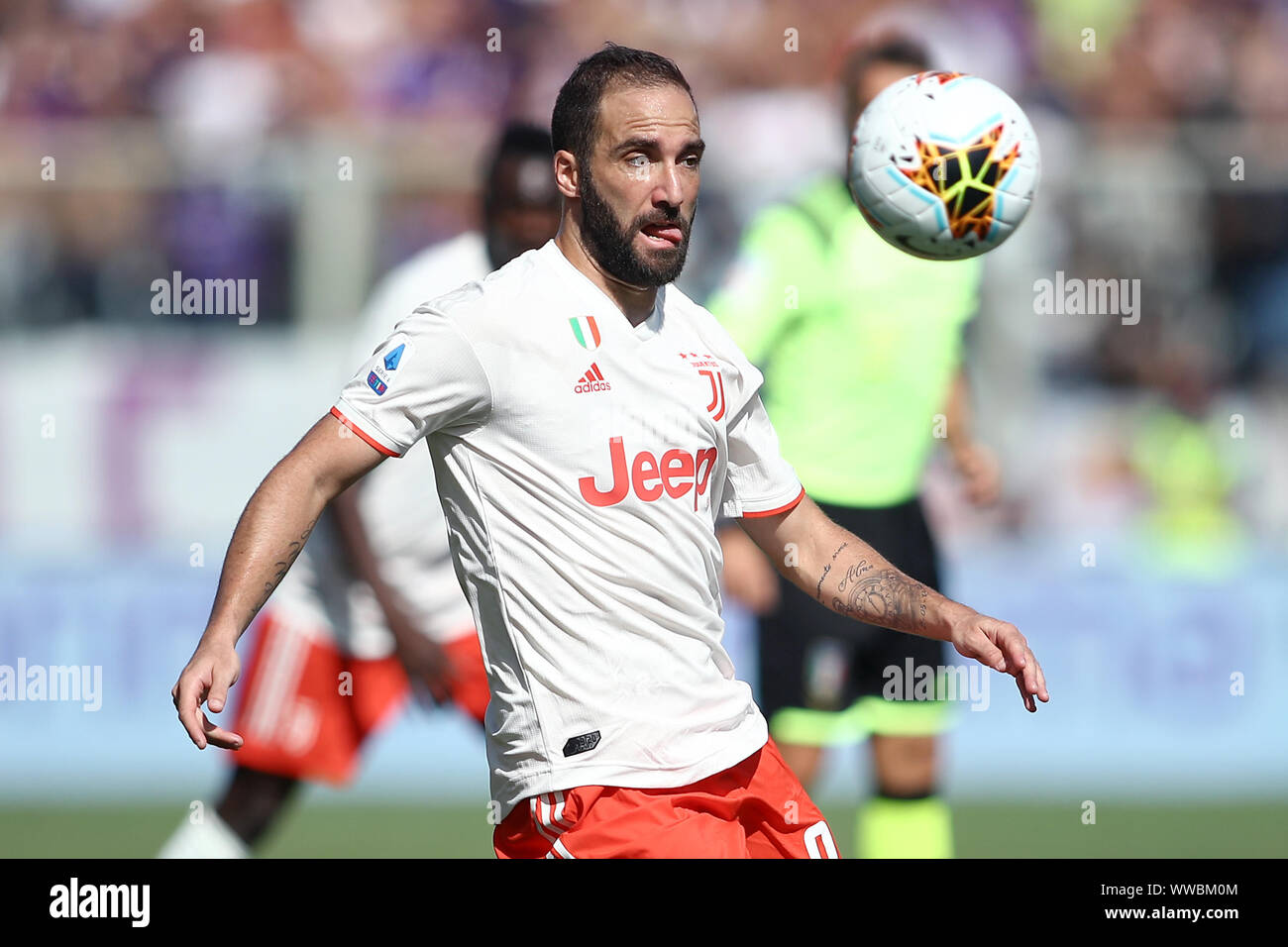 Florence, Italie. 14Th Sep 2019. Gonzalo Higuain de Juventus FC au cours de la Serie A match entre la Fiorentina et la Juventus au Stadio Artemio Franchi, Florence, Italie le 14 septembre 2019. Photo par Luca Pagliaricci. Usage éditorial uniquement, licence requise pour un usage commercial. Aucune utilisation de pari, de jeux ou d'un seul club/ligue/dvd publications. Credit : UK Sports Photos Ltd/Alamy Live News Banque D'Images